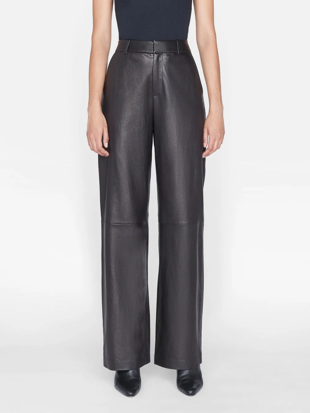High Rise Relaxed Leather Trouser -- Noir sold by Frame Denim product image thumbnail 2