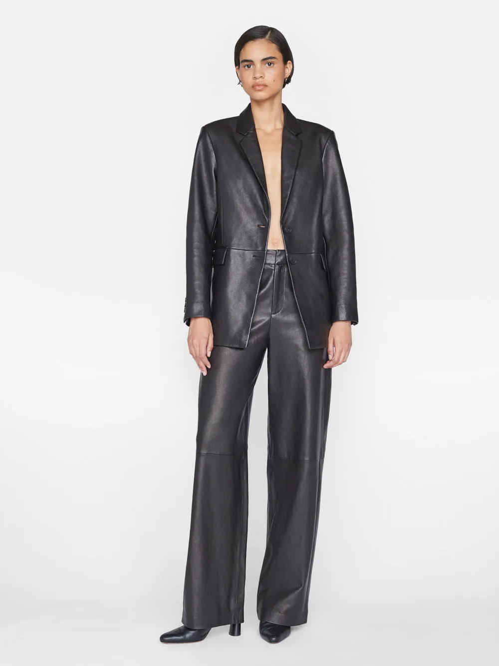 High Rise Relaxed Leather Trouser -- Noir sold by Frame Denim product image thumbnail 3