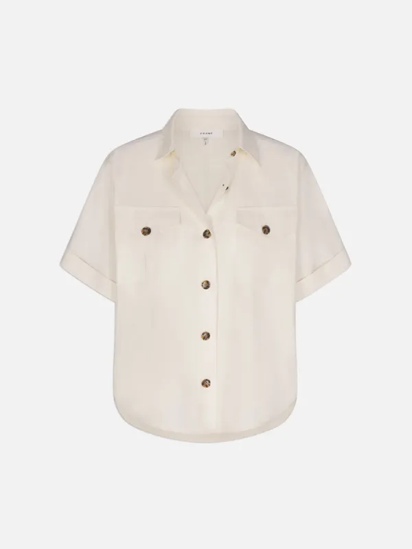 Patch Pocket Utility Shirt -- Cream sold by Frame Denim