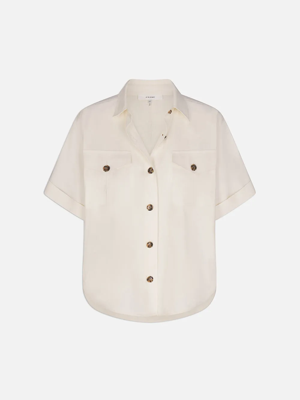 Patch Pocket Utility Shirt -- Cream sold by Frame Denim
