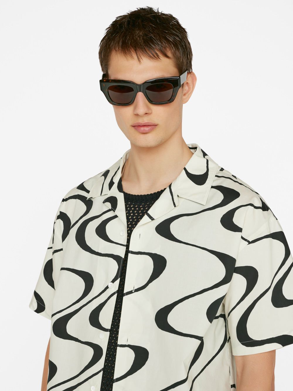 Abstract Wave Graphic Shirt -- Ecru Print sold by Frame Denim product image thumbnail 9