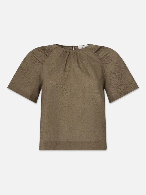 Draped Sleeve Cotton Blouse -- Cypress made by Frame Denim