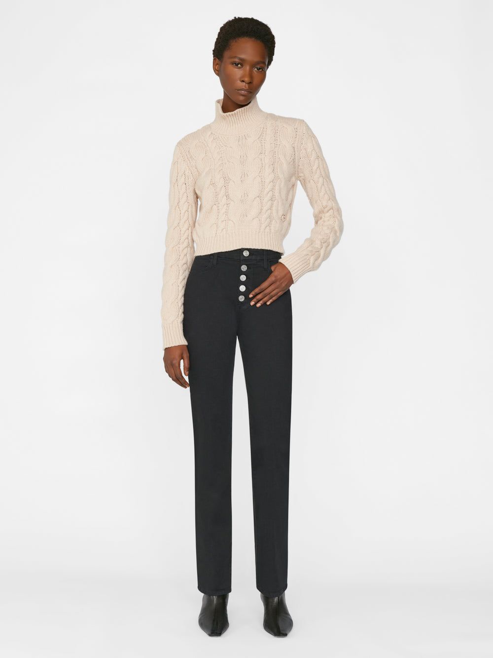 Chunky Cable Turtleneck -- Oatmeal Heather sold by Frame Denim product image thumbnail 2