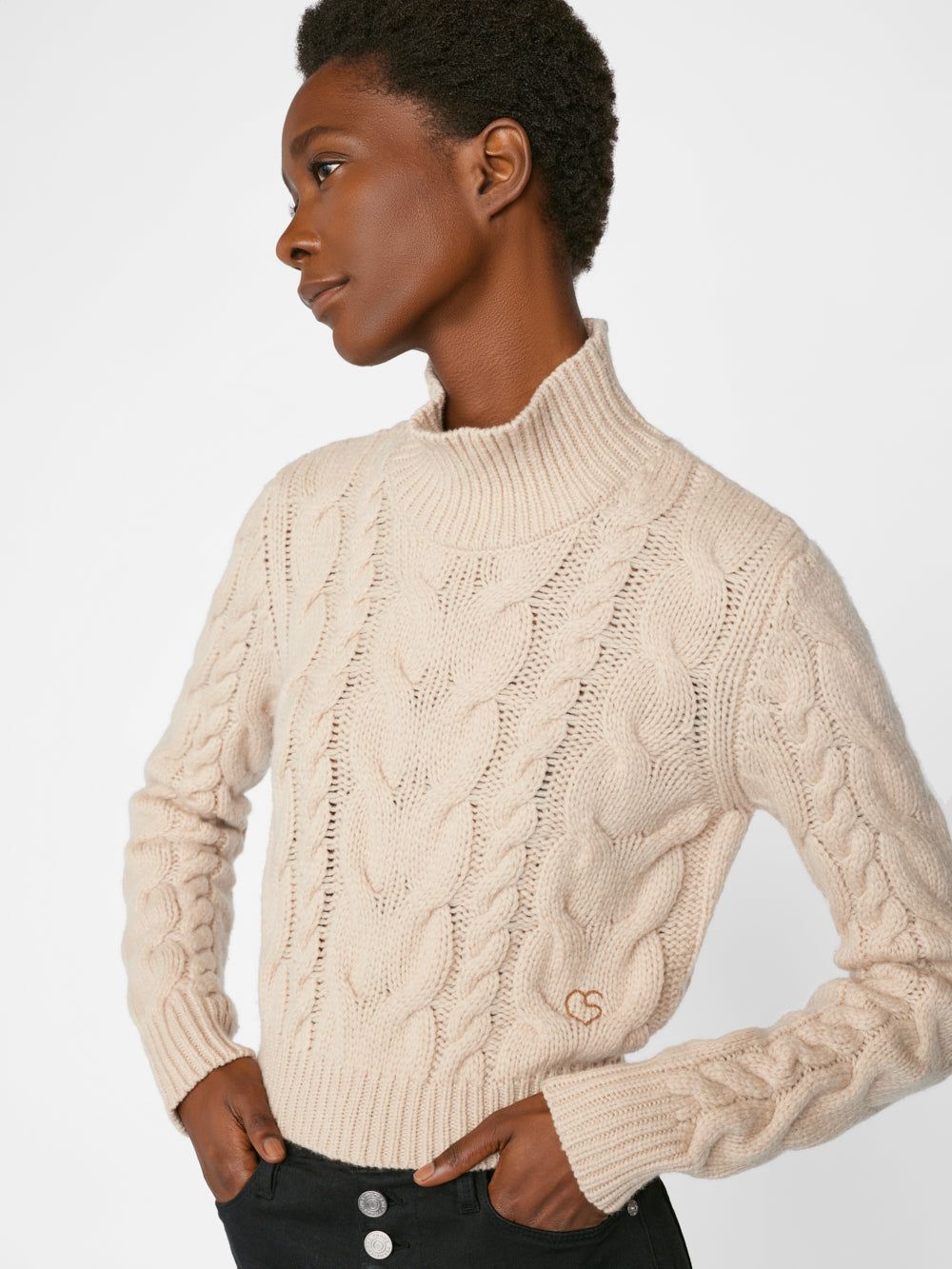 Chunky Cable Turtleneck -- Oatmeal Heather sold by Frame Denim product image thumbnail 5