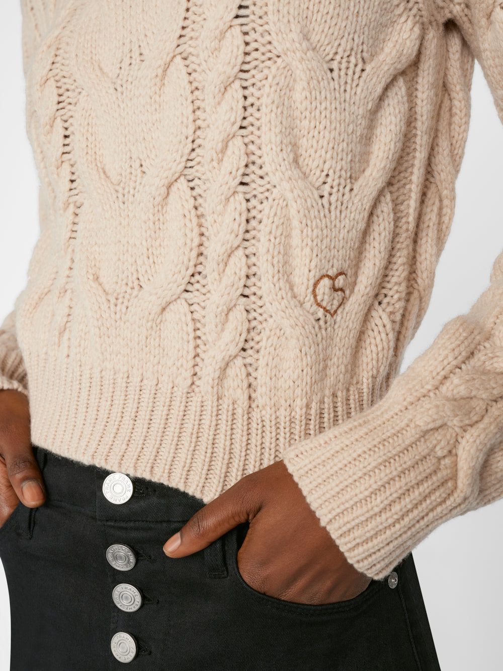 Chunky Cable Turtleneck -- Oatmeal Heather sold by Frame Denim product image thumbnail 6