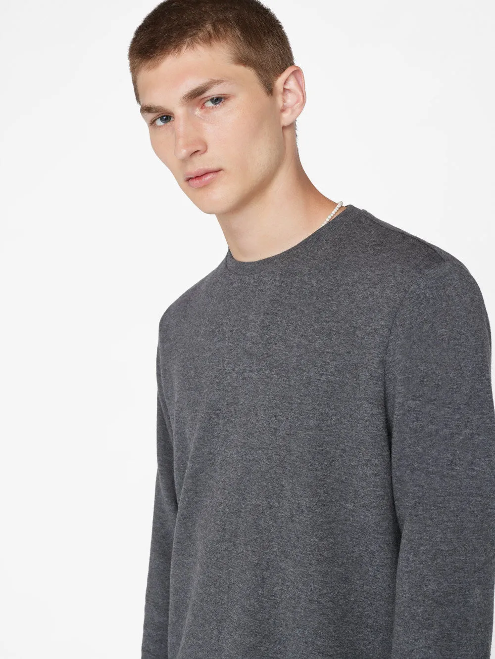 Duo Fold Long Sleeve Crew -- Heather Charcoal Grey sold by Frame Denim product image thumbnail 5