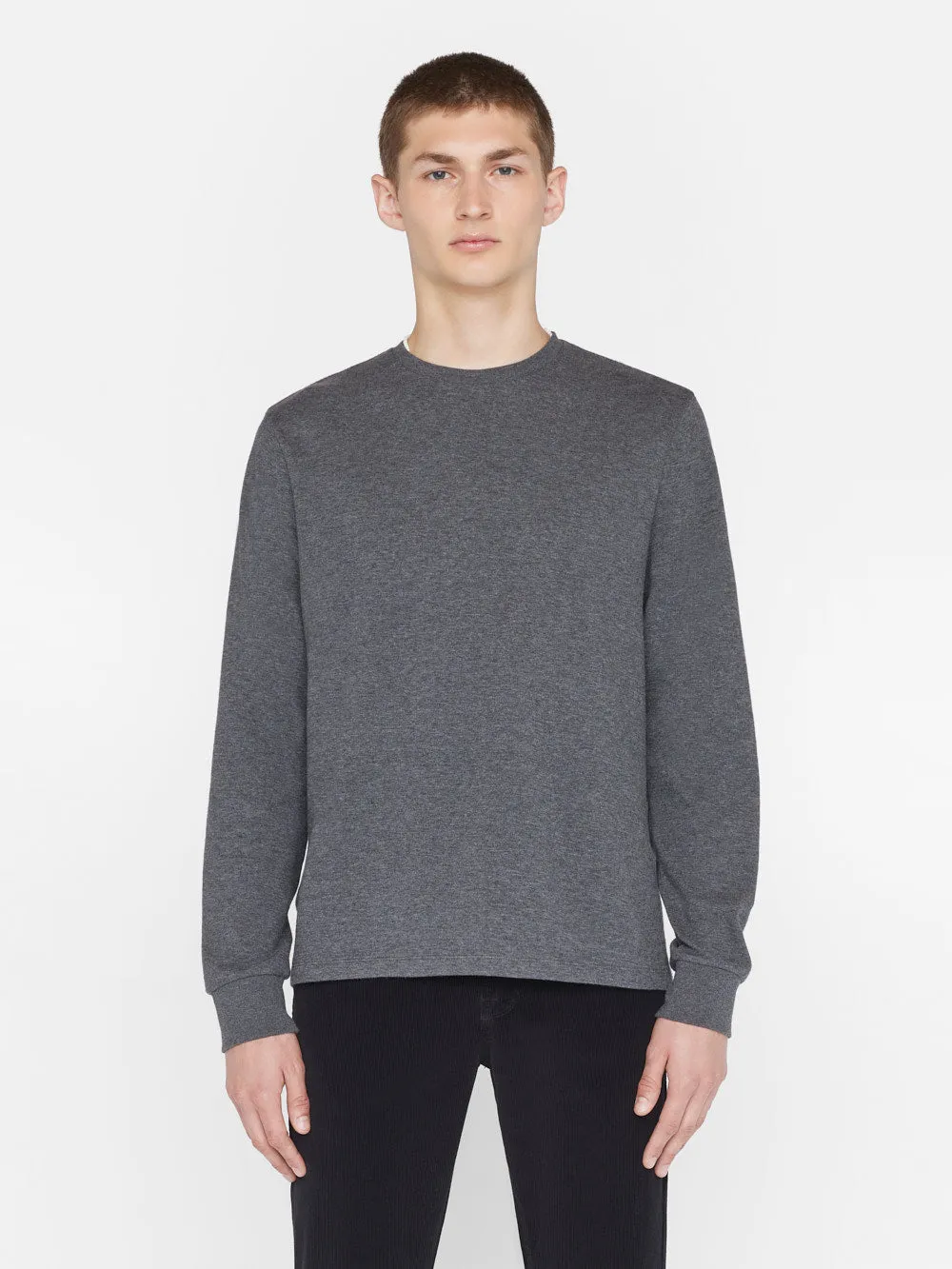Duo Fold Long Sleeve Crew -- Heather Charcoal Grey sold by Frame Denim product image thumbnail 3
