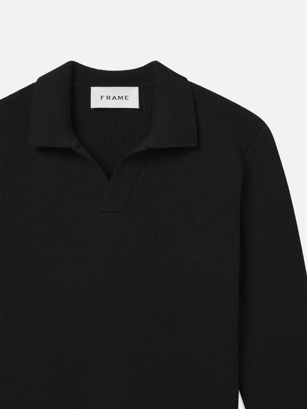 Silk Blend Polo Sweater -- Black sold by Frame Denim product image thumbnail 3