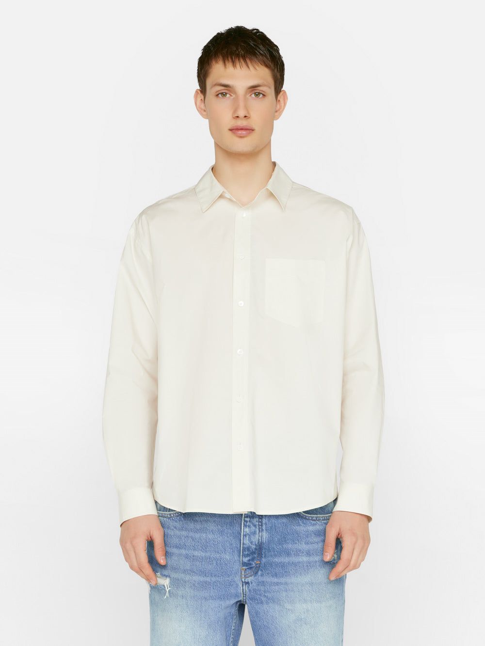 Soft Cotton Long Sleeve Shirt -- White Sand sold by Frame Denim product image thumbnail 3
