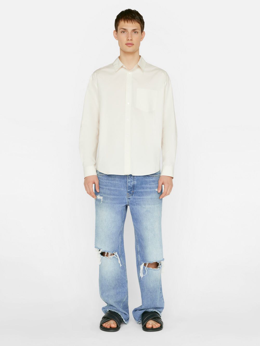 Soft Cotton Long Sleeve Shirt -- White Sand sold by Frame Denim product image thumbnail 2
