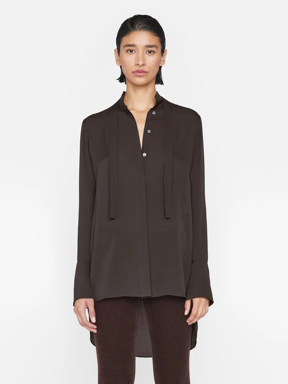 Narrow Tie Blouse -- Espresso sold by Frame Denim product image thumbnail 2