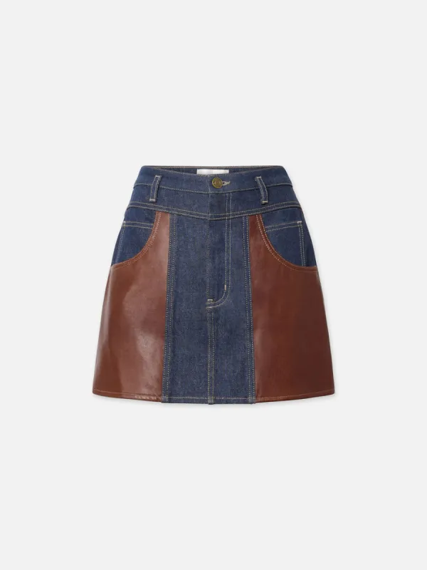Atelier Denim And Leather Skirt -- Arlow made by Frame Denim