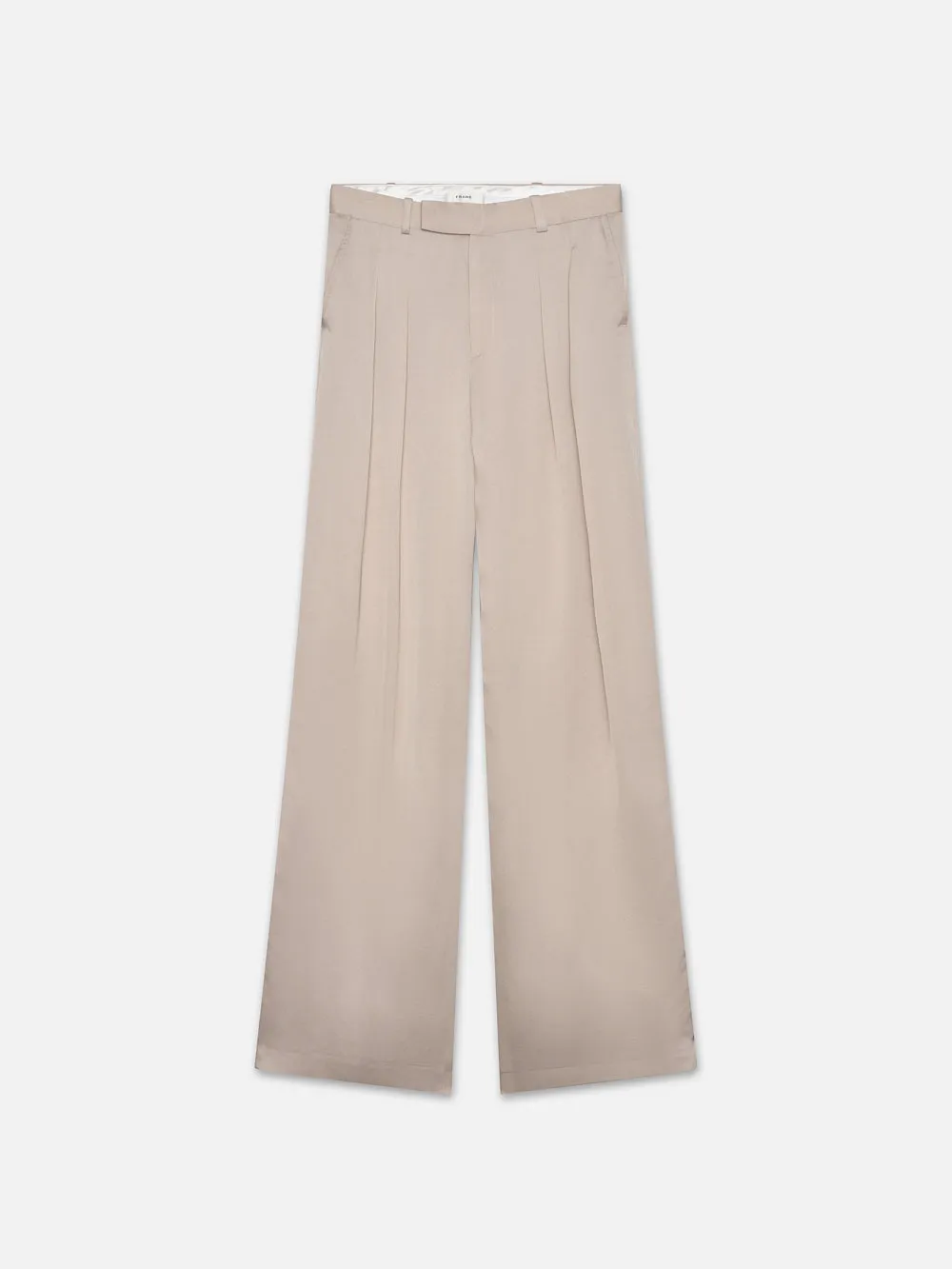 Pleated Mid Rise Trouser -- Light Beige sold by Frame Denim