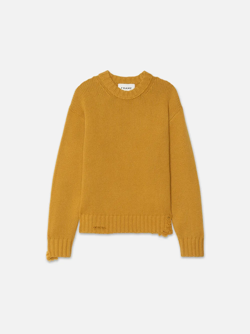 Destroyed Cashmere Sweater -- Yellow sold by Frame Denim