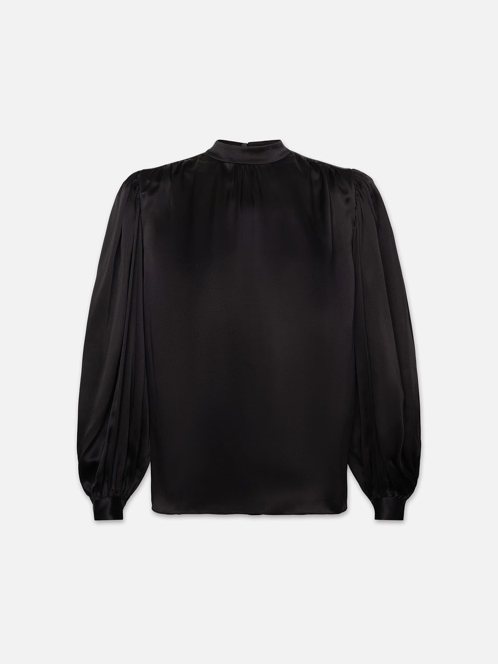 Shirred Mock Neck Blouse -- Noir sold by Frame Denim