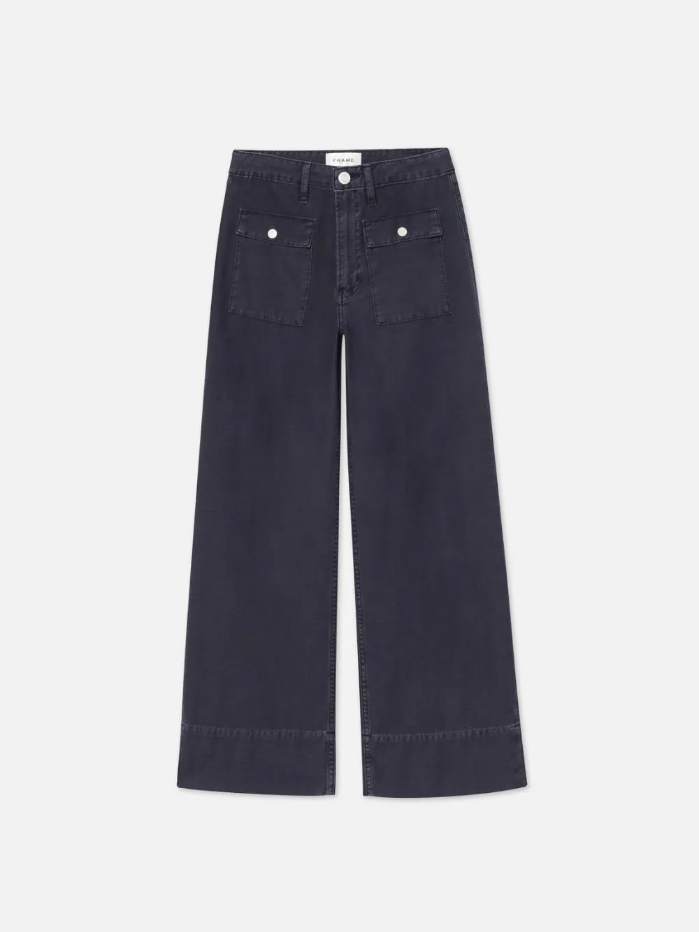 The 70's Patch Pocket Crop Straight -- Washed Navy sold by Frame Denim