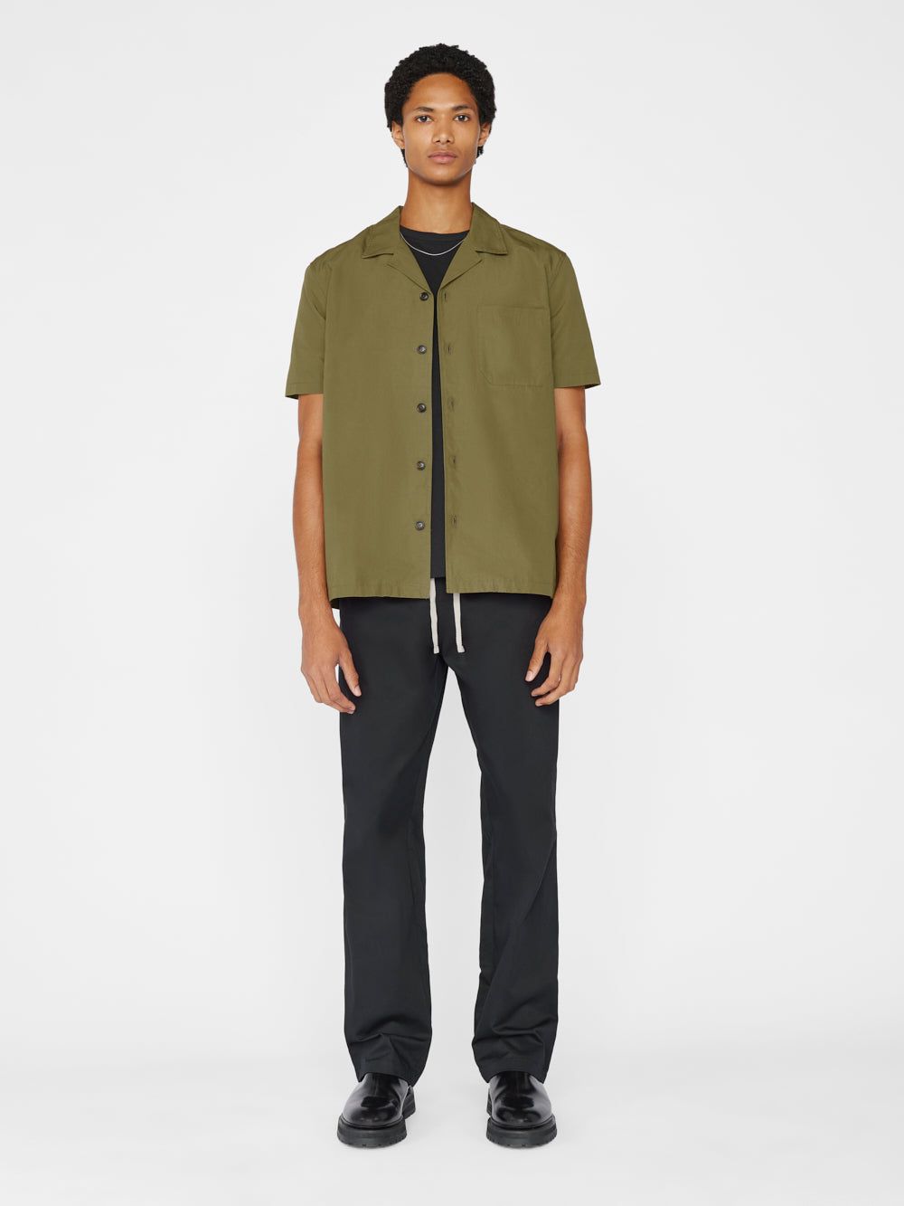Linen Camp Collar Shirt -- Olive Green sold by Frame Denim