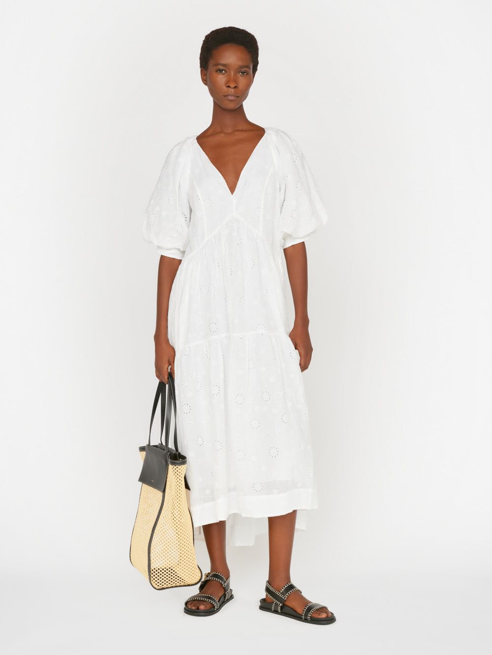 V-Neck Puff Sleeve Maxi Dress -- Blanc sold by Frame Denim product image thumbnail 2