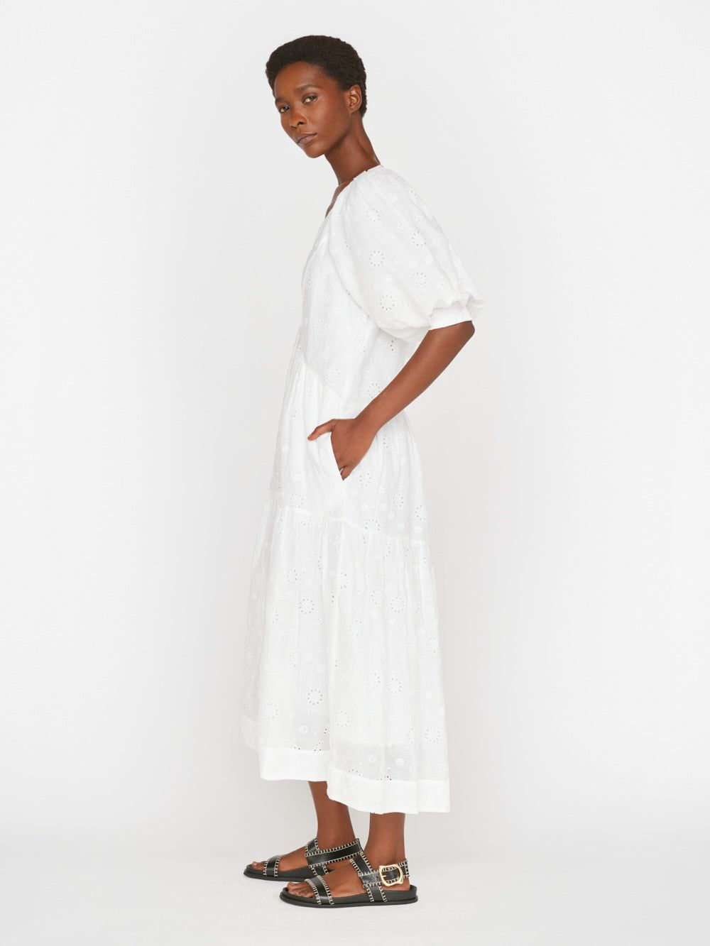 V-Neck Puff Sleeve Maxi Dress -- Blanc sold by Frame Denim product image thumbnail 7