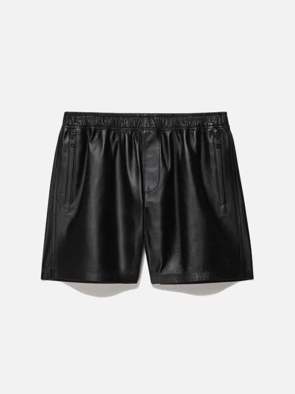Volley Leather Short -- Noir made by Frame Denim