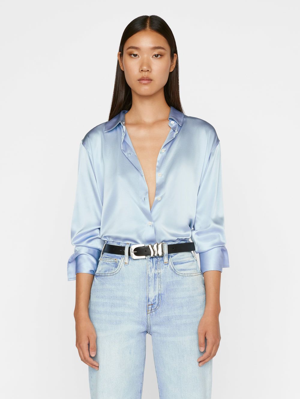 The Standard Shirt -- Chambray Blue sold by Frame Denim