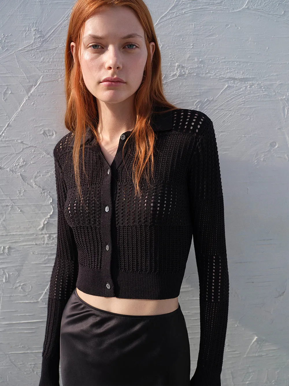 Shrunken Crochet Cardi -- Black sold by Frame Denim product image thumbnail 2