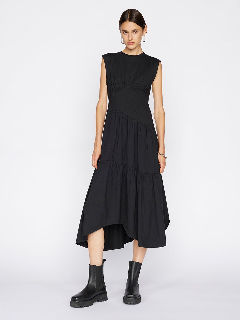Gathered Seam Knit Dress -- Noir sold by Frame Denim