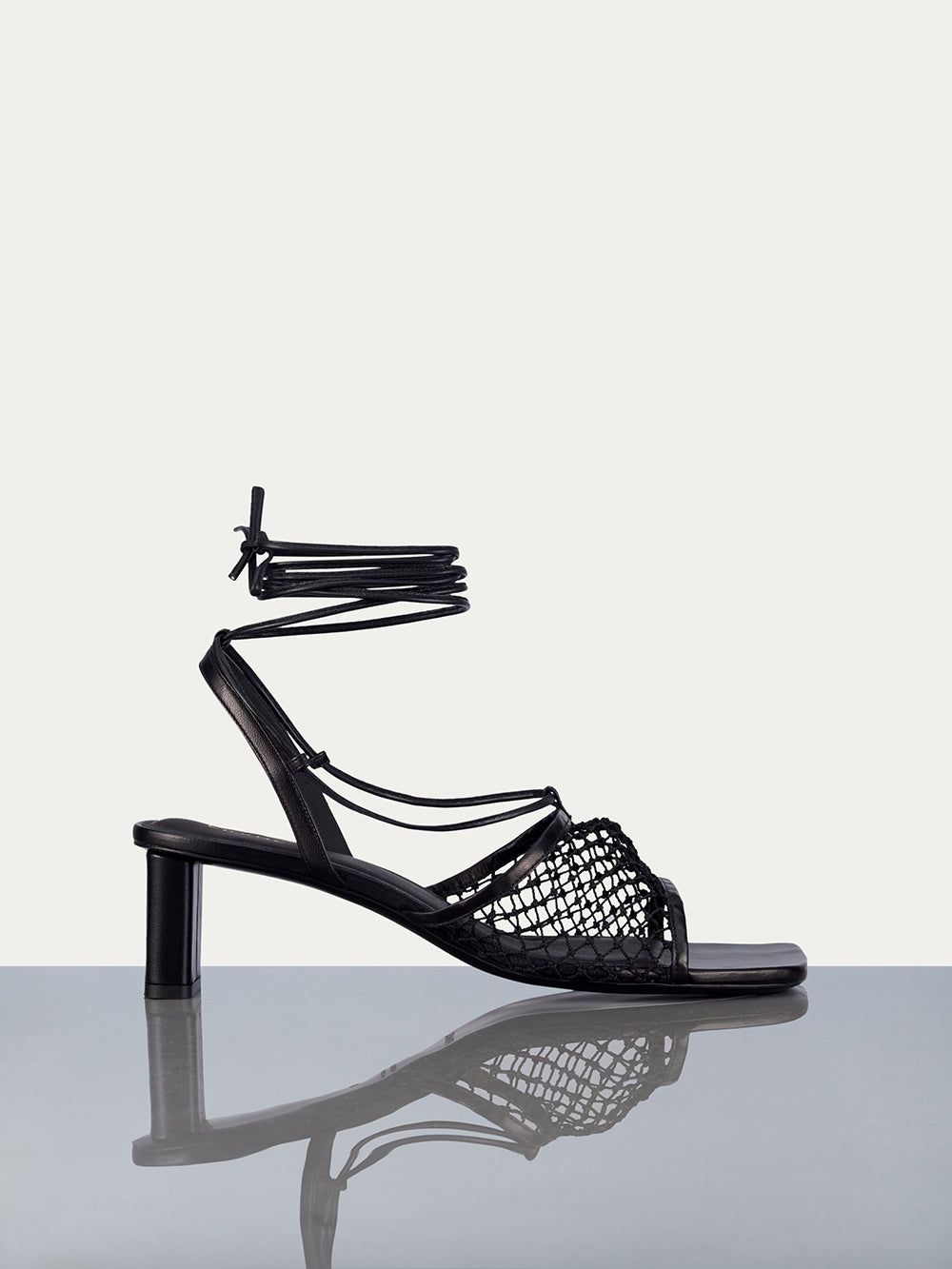 Le Adelaide Crochet Lace Up Heel -- Noir sold by Frame Denim
