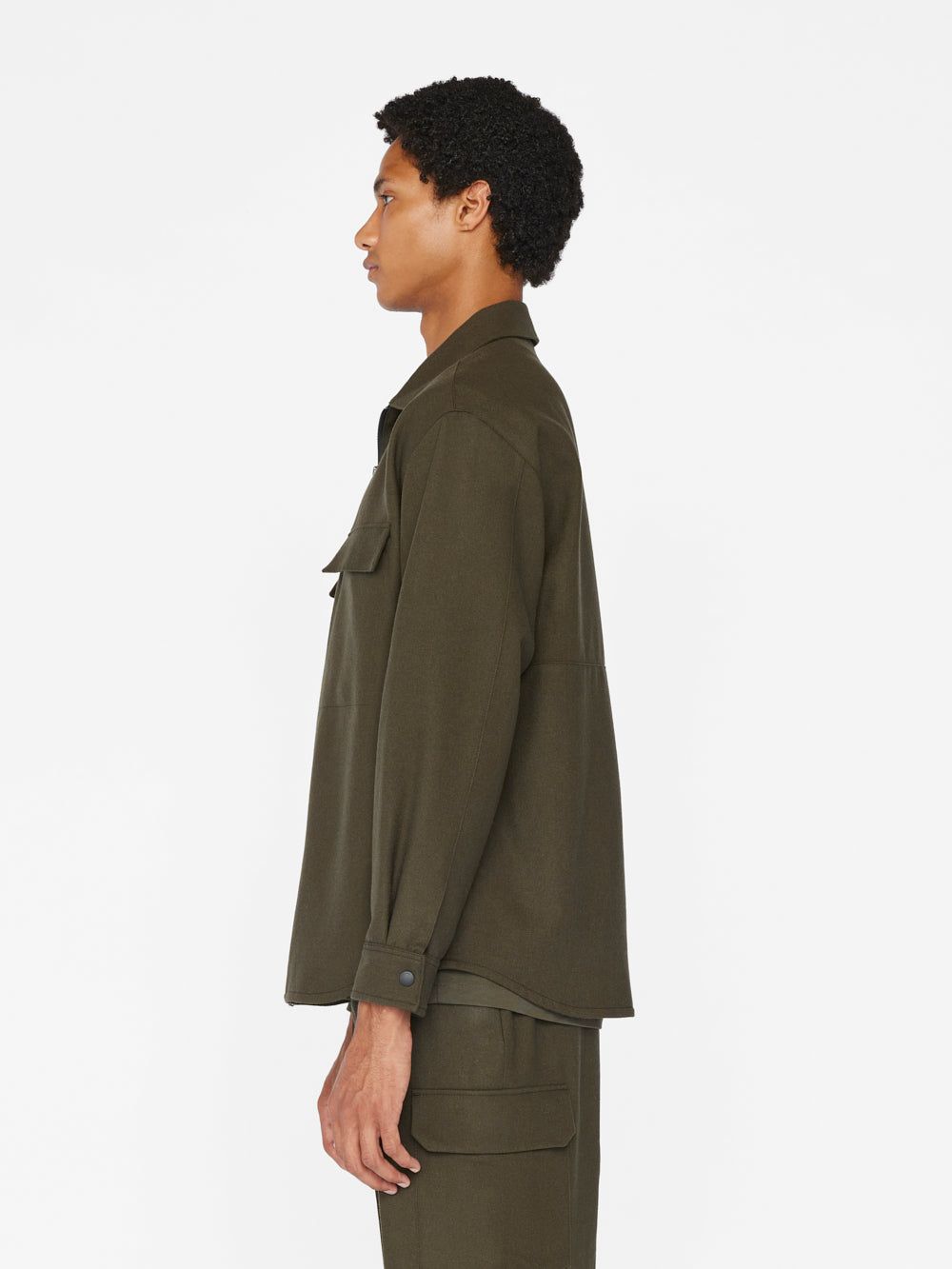 Modern Flannel Zip Shirt -- Olive Green sold by Frame Denim product image thumbnail 6
