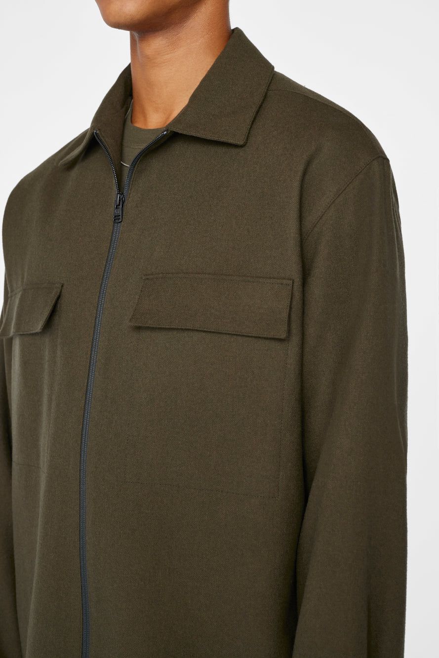 Modern Flannel Zip Shirt -- Olive Green sold by Frame Denim product image thumbnail 3