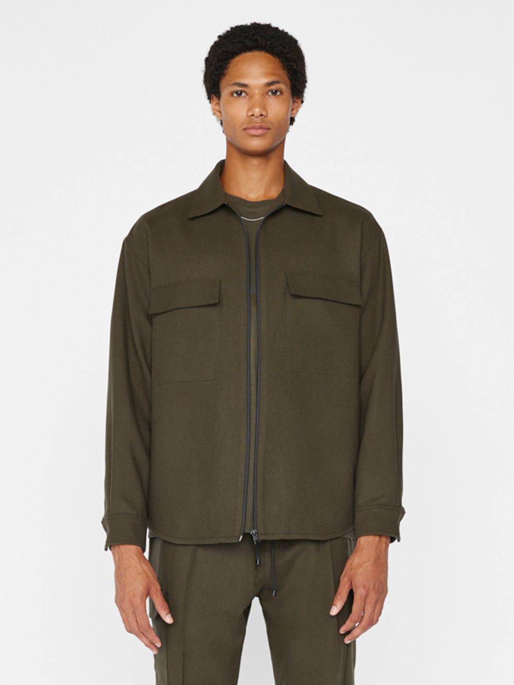 Modern Flannel Zip Shirt -- Olive Green sold by Frame Denim product image thumbnail 2