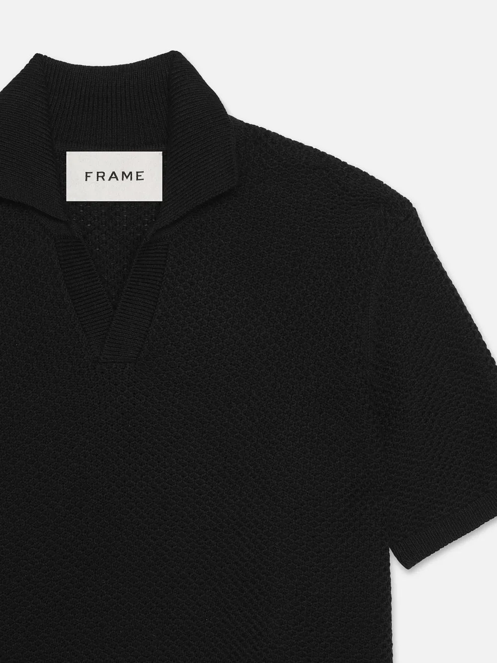 Open Weave Polo Sweater -- Noir sold by Frame Denim product image thumbnail 2