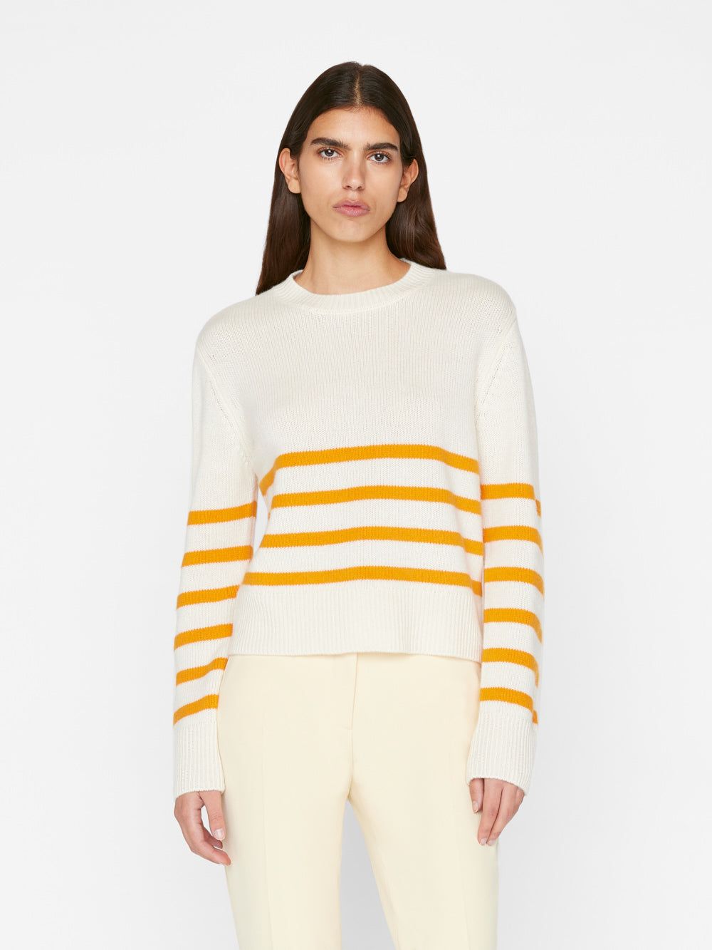 Cashmere Clean Crew -- Nectarine Multi sold by Frame Denim