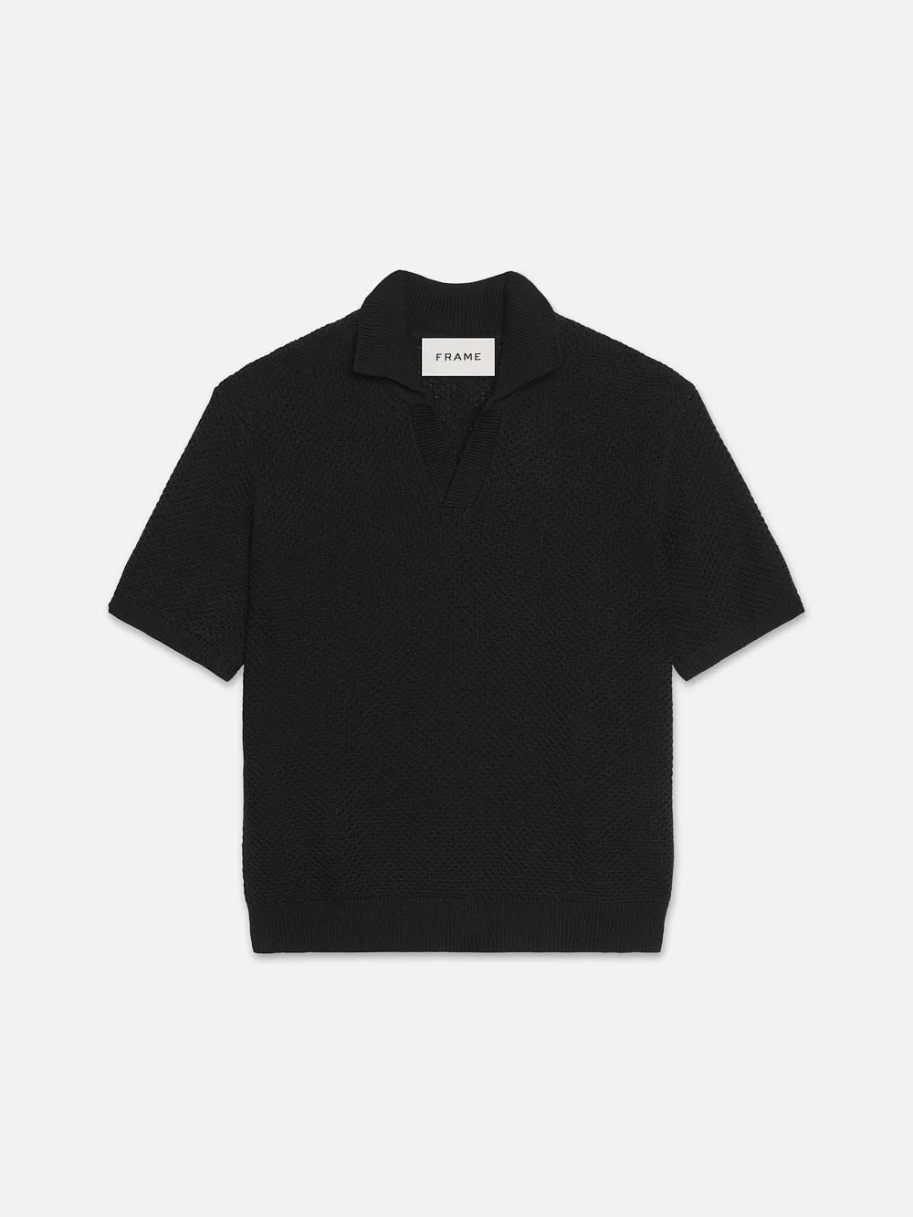 Open Weave Polo Sweater -- Noir sold by Frame Denim