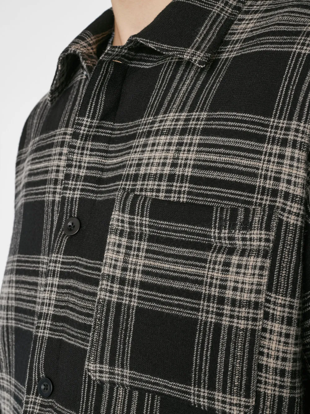 Padded Checked Flannel Overshirt -- Noir sold by Frame Denim product image thumbnail 5