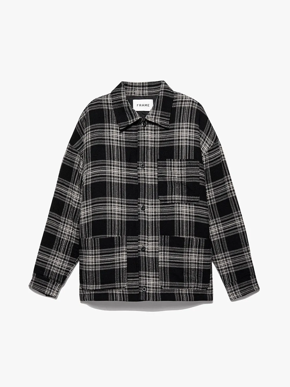 Padded Checked Flannel Overshirt -- Noir sold by Frame Denim