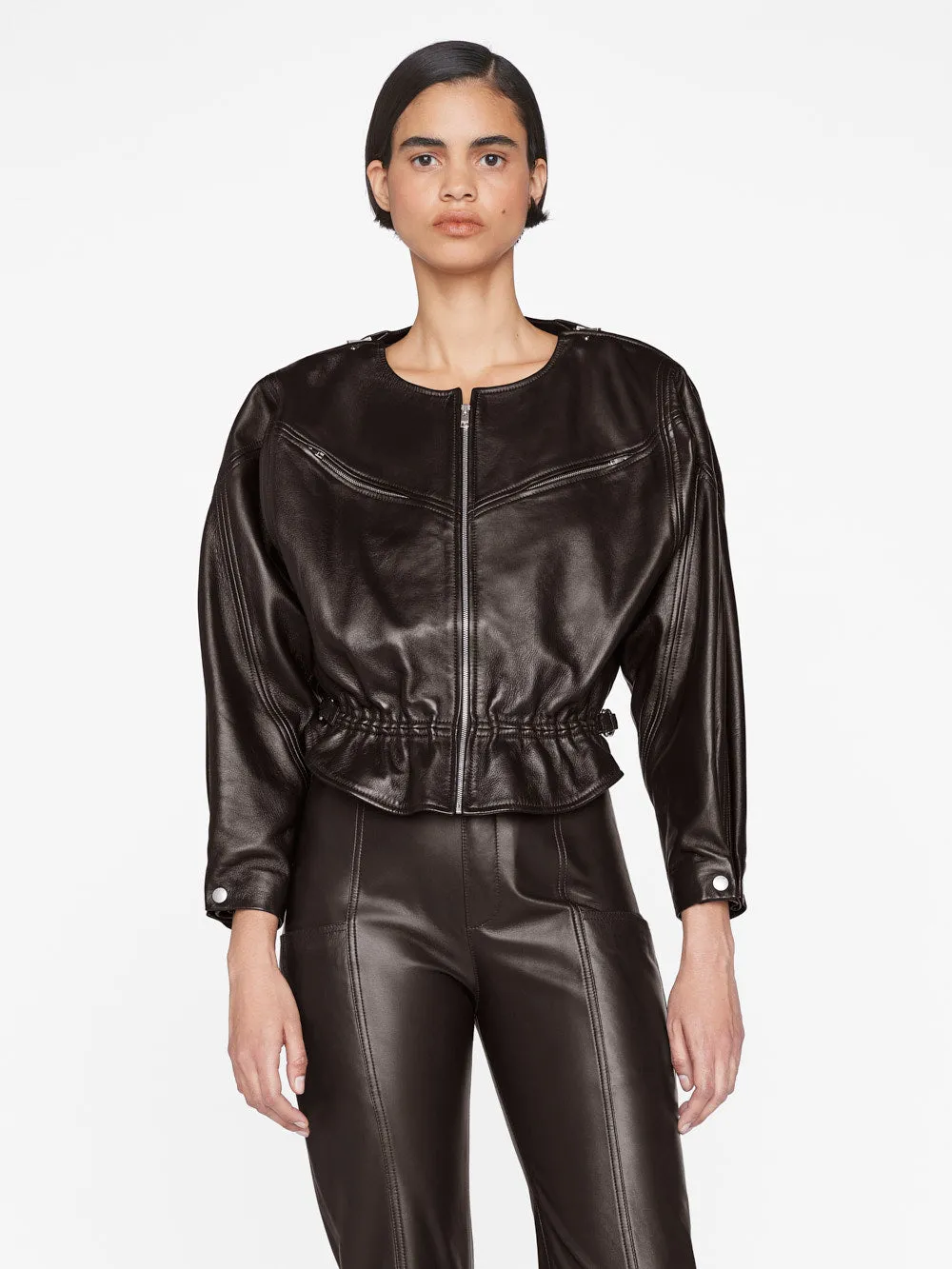 Slouchy Zip Up Jacket -- Espresso sold by Frame Denim product image thumbnail 2