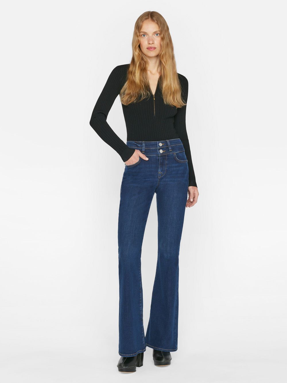 Double Waist Band High Flare -- Majesty sold by Frame Denim product image thumbnail 3