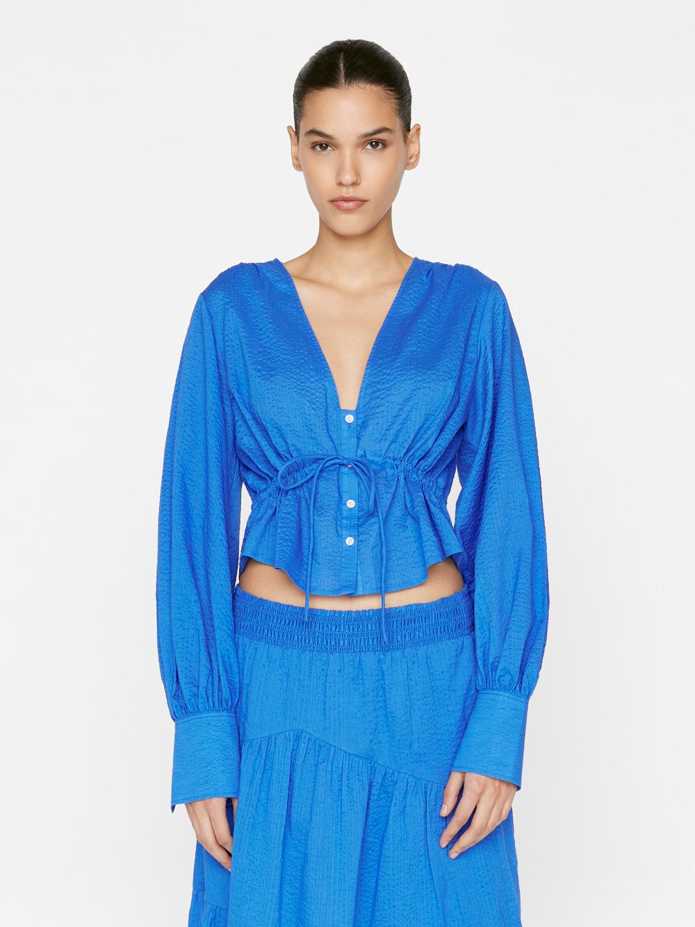 Empire Blouse -- Cornflower Blue sold by Frame Denim