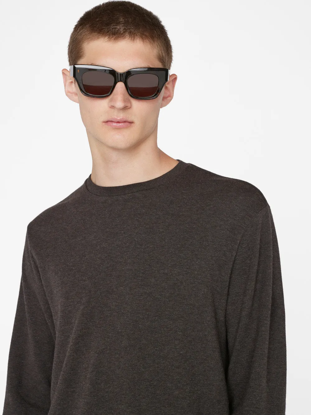 Duo Fold Long Sleeve Crew -- Heather Espresso sold by Frame Denim product image thumbnail 5