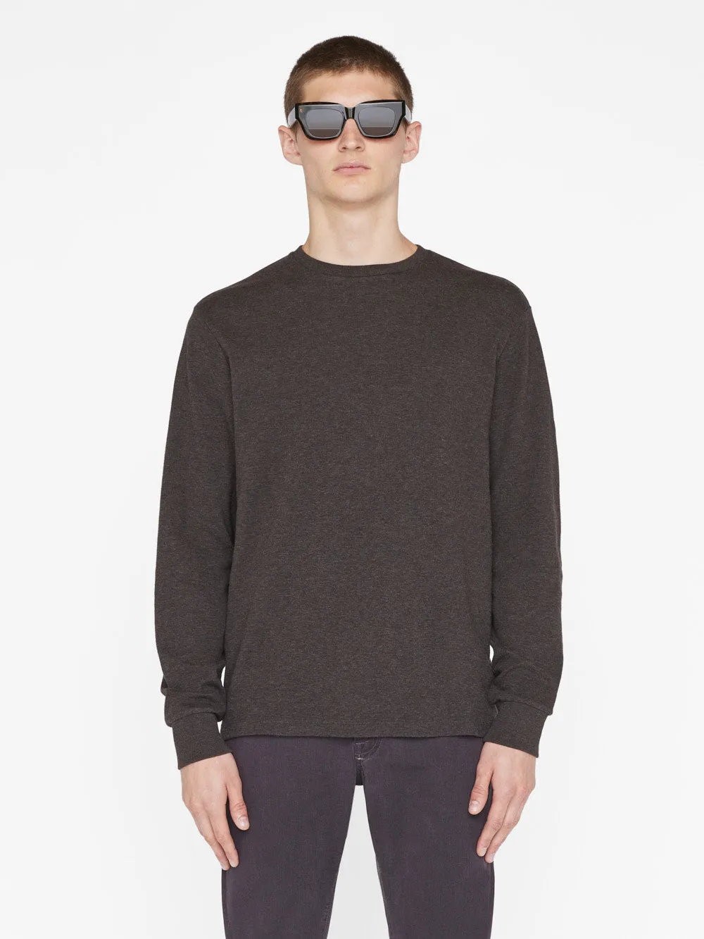 Duo Fold Long Sleeve Crew -- Heather Espresso sold by Frame Denim product image thumbnail 3