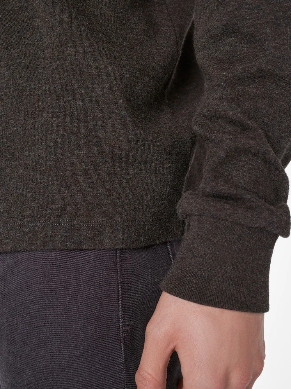 Duo Fold Long Sleeve Crew -- Heather Espresso sold by Frame Denim product image thumbnail 4