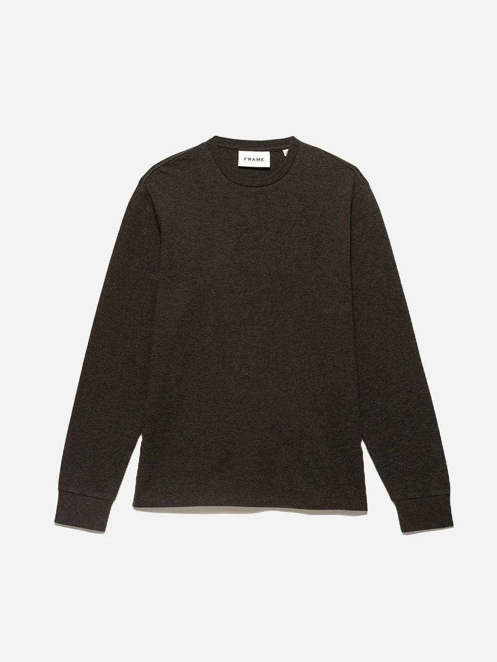 Duo Fold Long Sleeve Crew -- Heather Espresso sold by Frame Denim