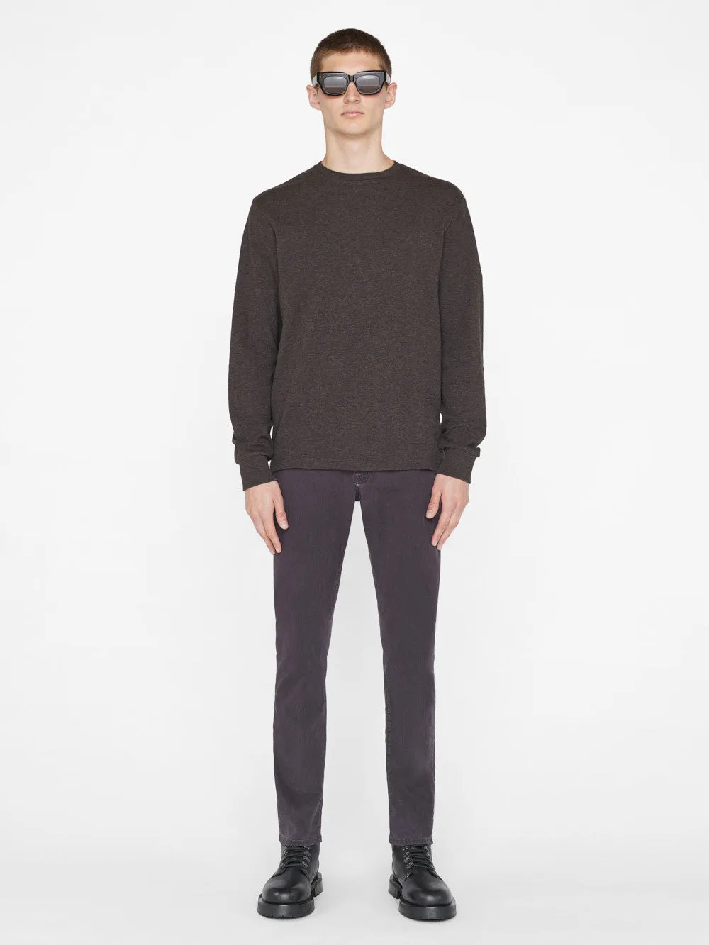 Duo Fold Long Sleeve Crew -- Heather Espresso sold by Frame Denim product image thumbnail 2
