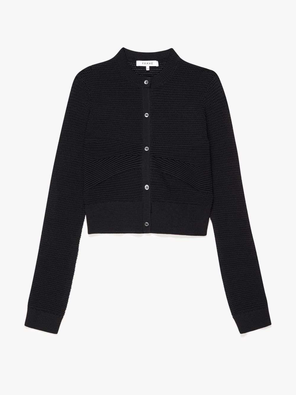 Mixed Stitch Shrunken Cardi -- Noir sold by Frame Denim