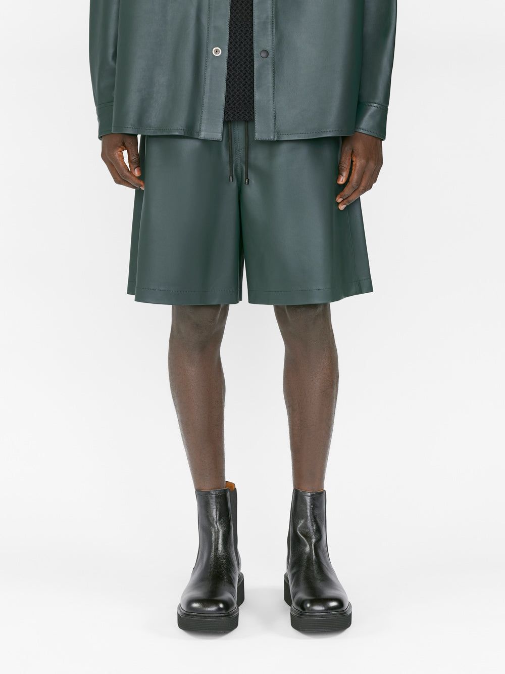 Leather Short -- Dark Green sold by Frame Denim product image thumbnail 3