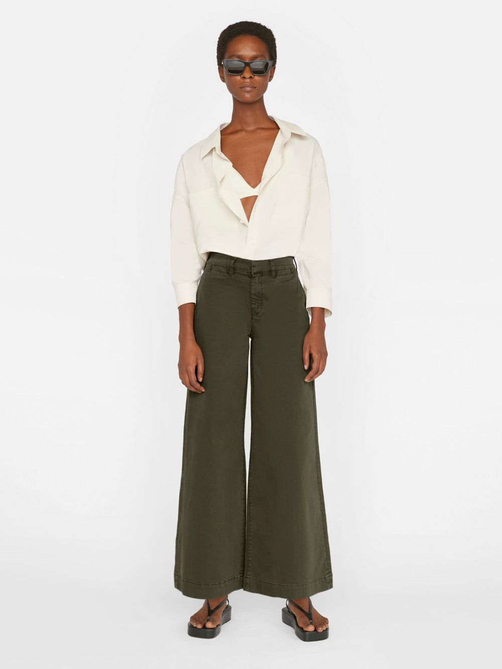 Wide Leg Tomboy Trouser -- Washed Fatigue sold by Frame Denim product image thumbnail 3