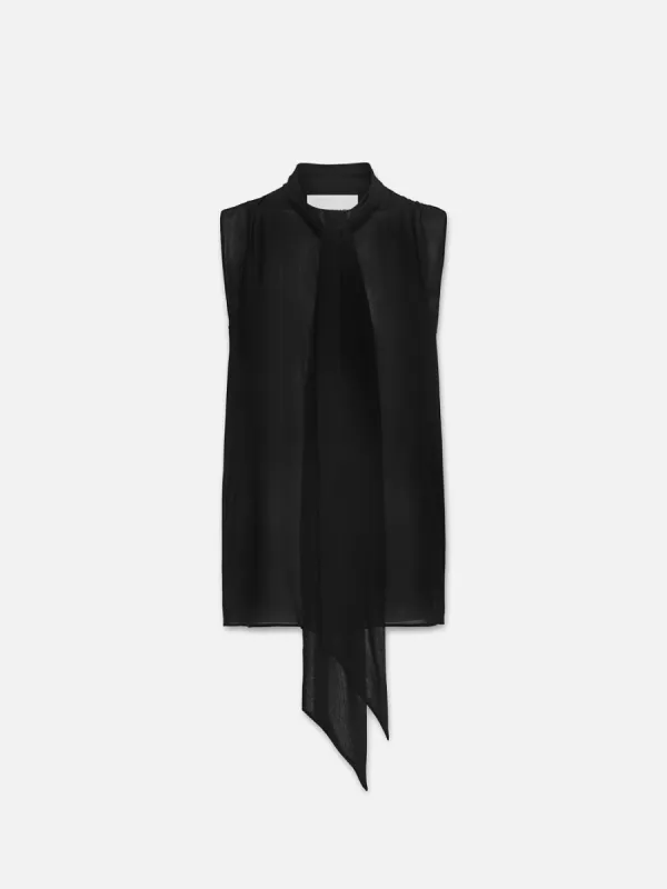 Sleeveless Bow Blouse -- Black sold by Frame Denim