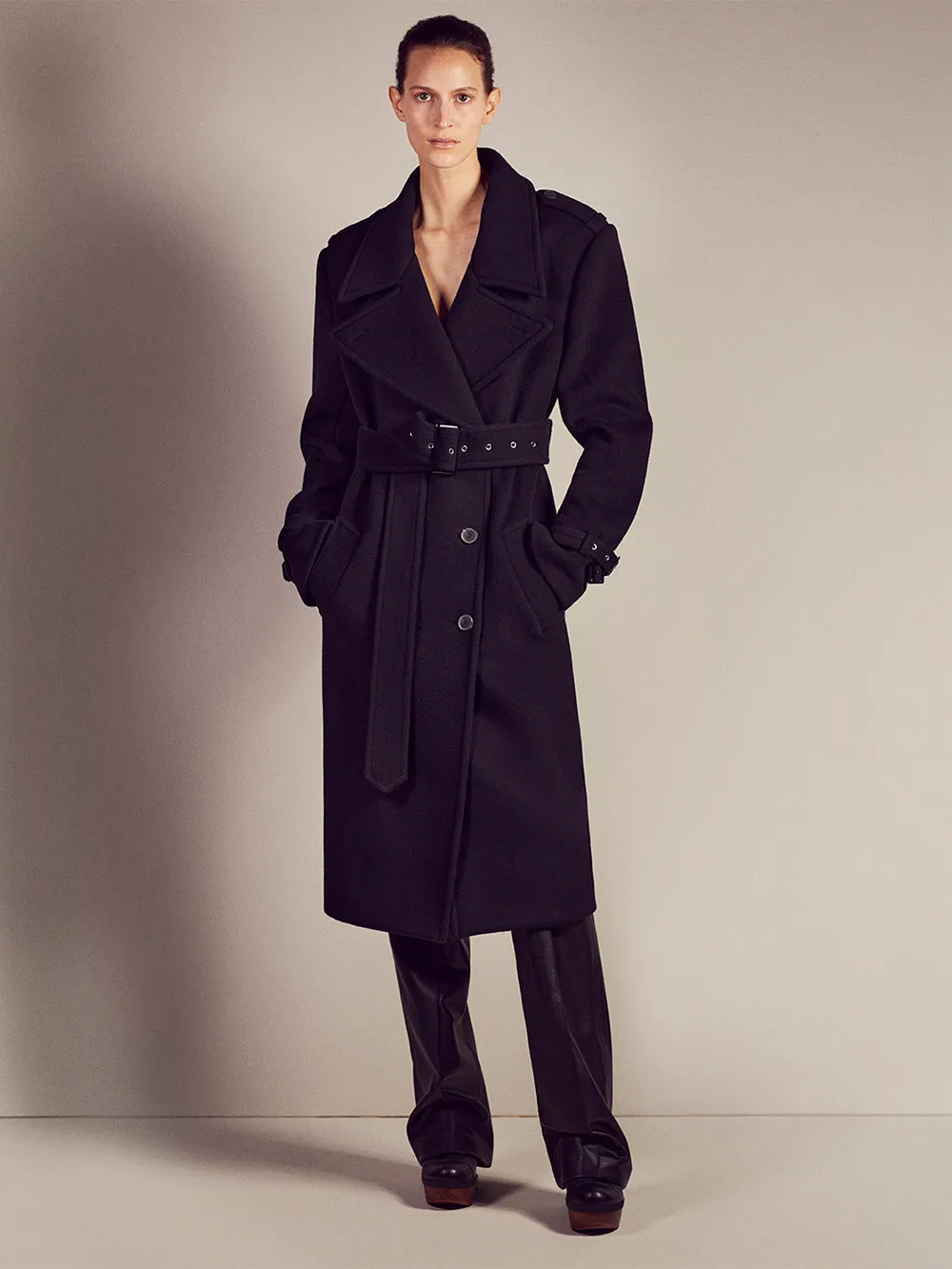 Double Breasted Belted Coat -- Noir sold by Frame Denim product image thumbnail 2
