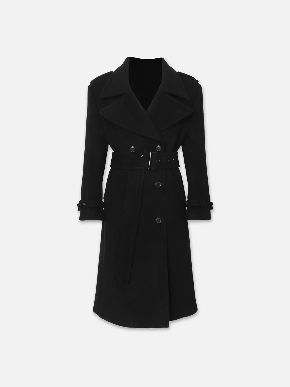 Double Breasted Belted Coat -- Noir sold by Frame Denim